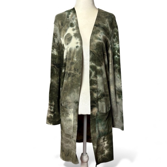 Derek Heart Sweaters - Derek Heart | Green Tie-Dye Open Sweater Cardigan